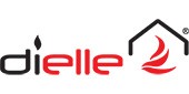 Logo de la marque Dielle avec une flamme stylisée et une maison.