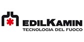 Logo de la marque EdilKamin avec le texte 'Tecnologia del Fuoco' en dessous.