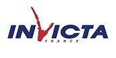 Logo de la marque Invicta avec le mot 'France' en dessous, utilisant des lettres bleues et rouges.